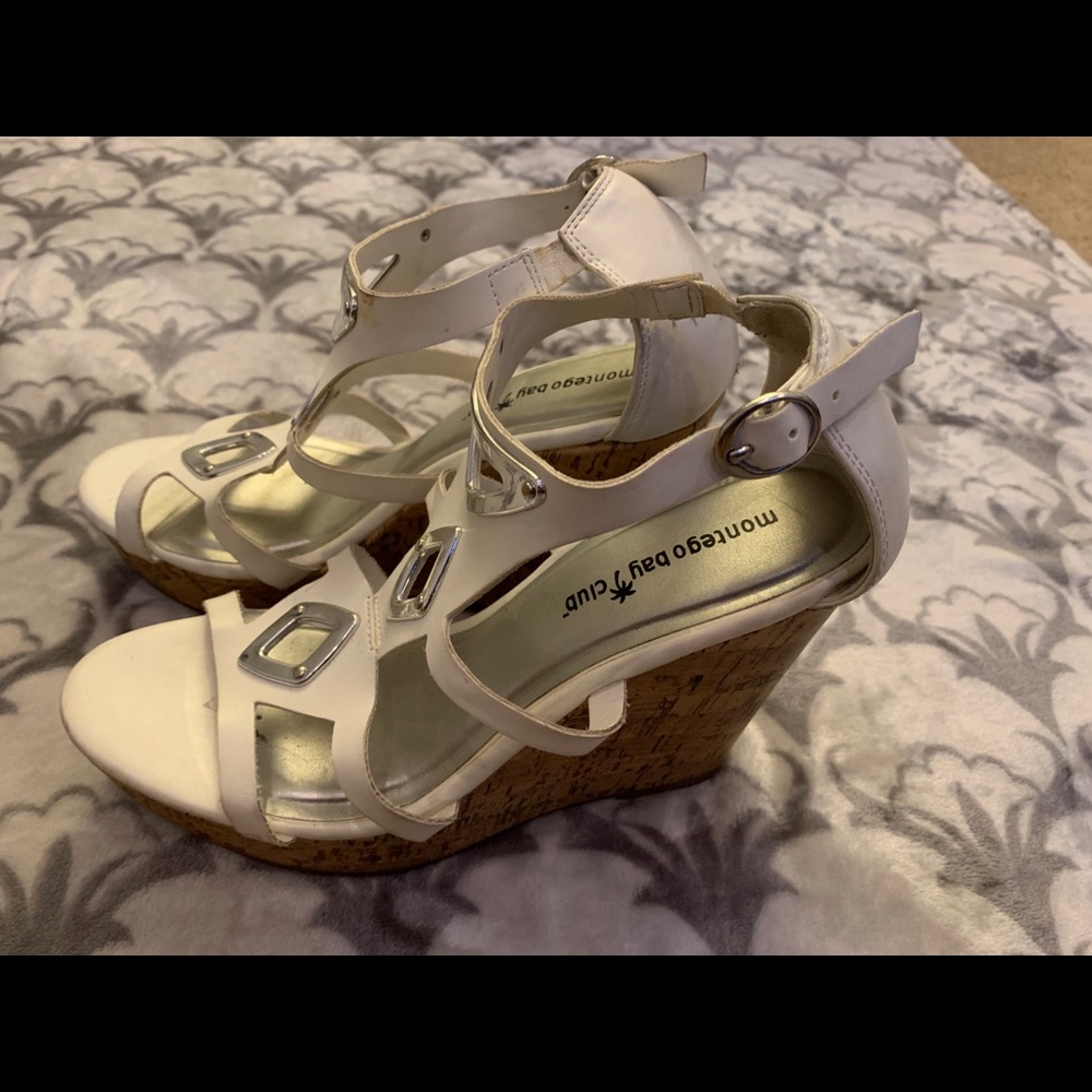 White wedge heels